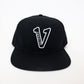 V Logo Black/Black Snapback Hat